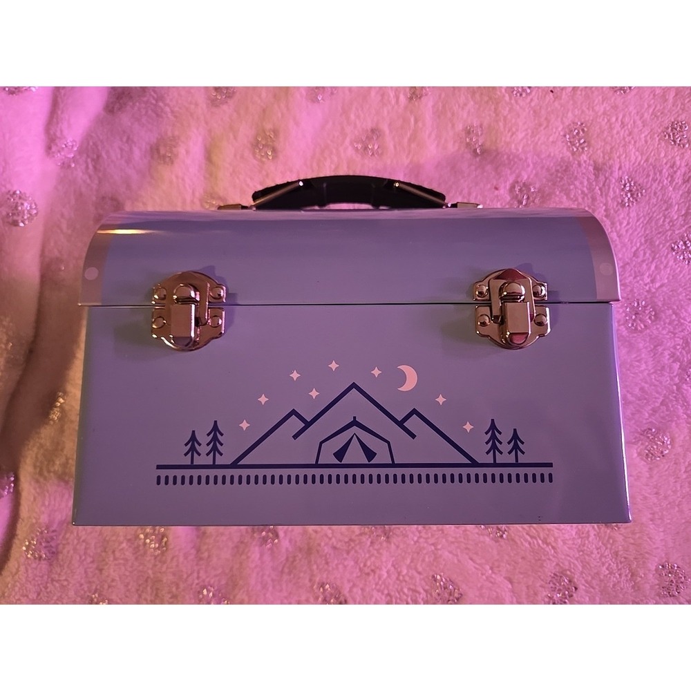 Horizon Group USA Blue Metal Lunch Box Camping Mountain Tent Scene 234266